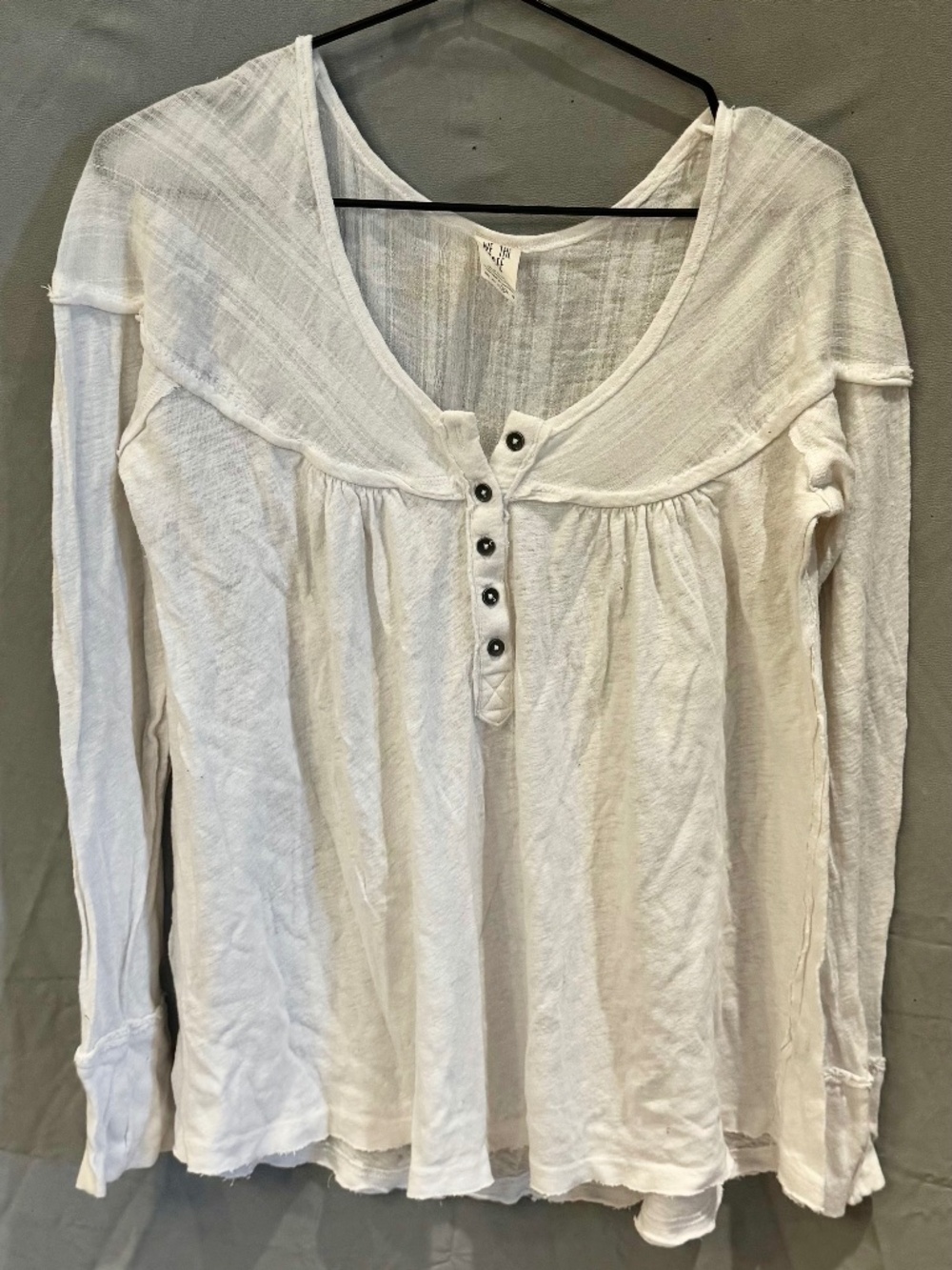 We The Free White Long Sleeve Babydoll Blouse SZ M